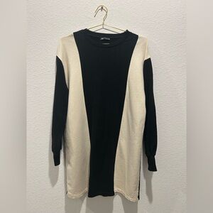 Zara colorblock Black and White Crew Neck Sweater knit dress